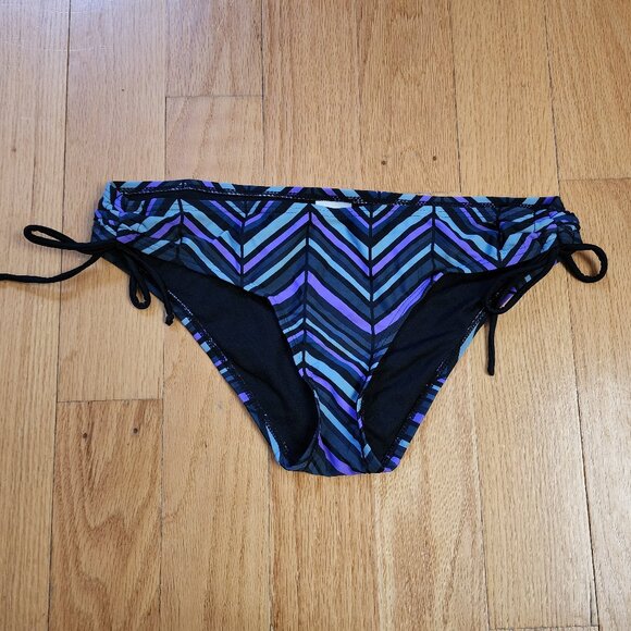 Mossimo Supply Co. Purple/Black Zig-Zag Print Bikini Swim Suit Bottom Size Large - Picture 2 of 13